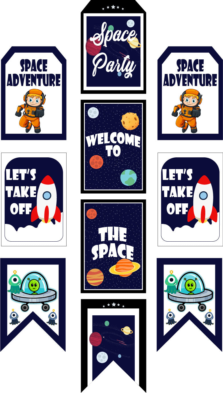 Space Theme Birthday Paper Door Banner or for Wall Decoration.