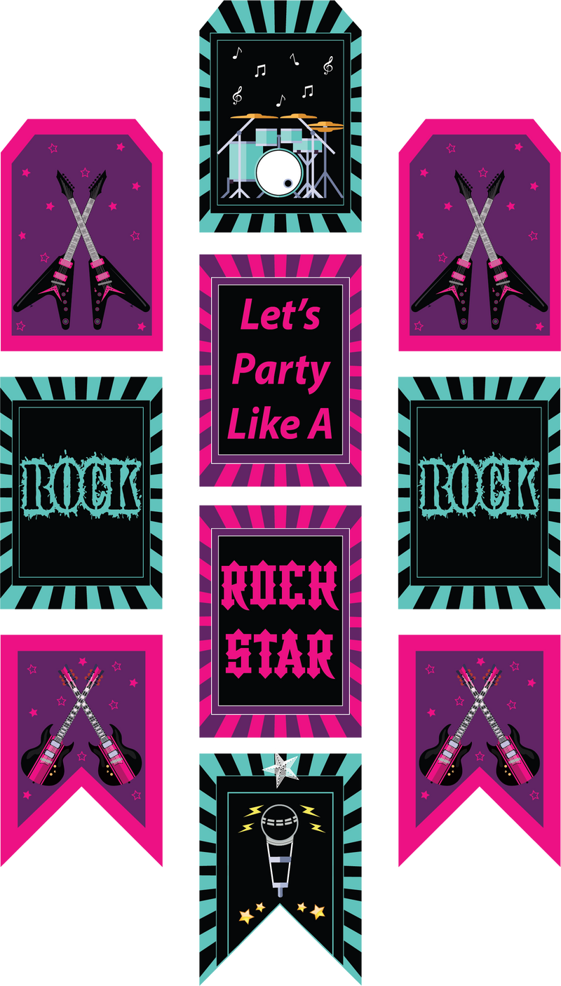 Rockstar Theme Birthday Paper Door Banner or for Wall Decoration.