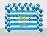 One Is Fun Birthday Party Decoration Kit With Personalized Backdrop.