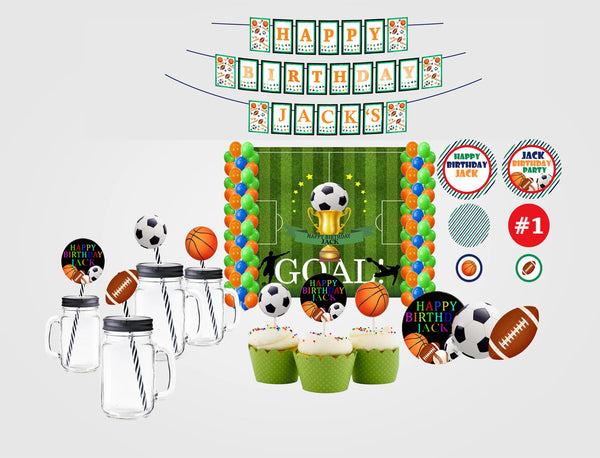 Sports Theme Birthday Complete Personalize Party Kit