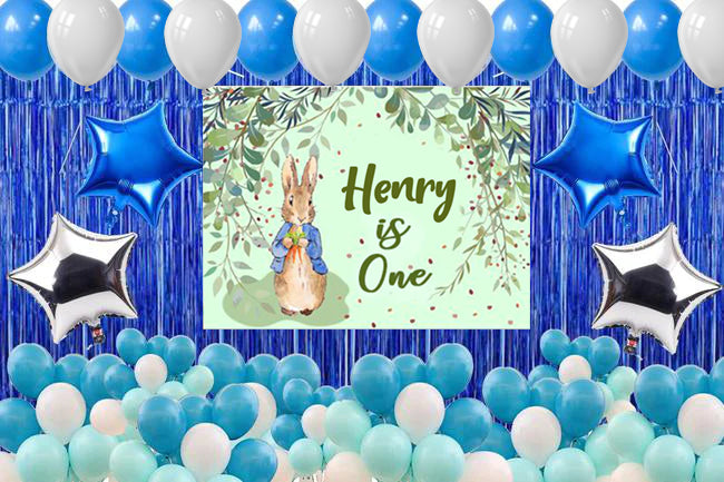 Bunny Birthday Party Complete Set with Personalized Backdrop