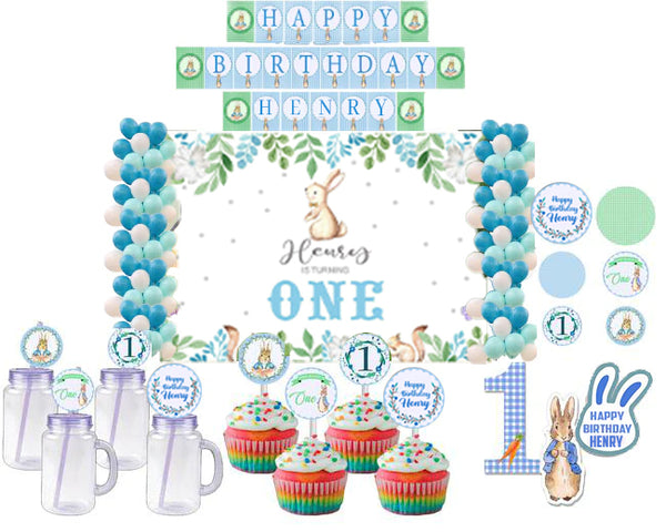 Bunny Theme Birthday Complete Personalize Party Kit