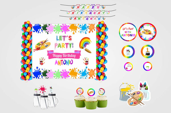 Art and Paint Birthday Complete Personalize Party Kit