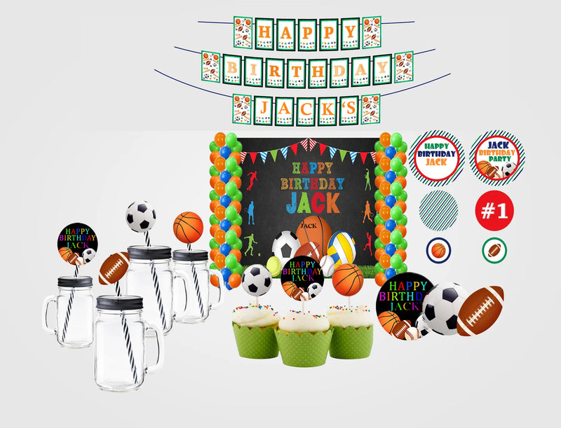 Sports Theme Birthday Complete Personalize Party Kit