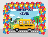 Wheels On The Bus  Birthday Party Decoration Kit- Personalized Backdrop and Latex Balloons