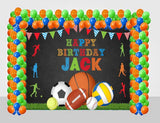 Sports Theme Birthday Party Decoration Kit With Personalized Backdrop.