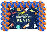 Space Birthday Party Decoration Kit With Personalized Backdrop.