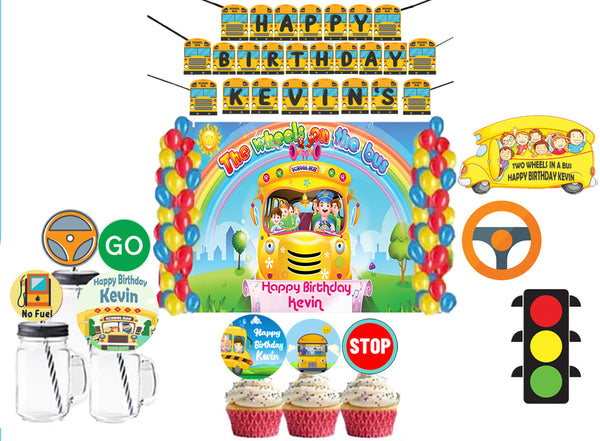 Wheels On The Bus  Birthday Complete Personalize Party Kit