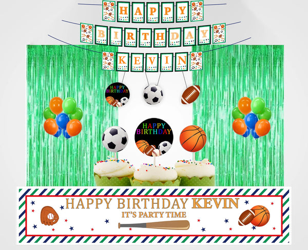 Sports Theme Birthday Party Decoration Kit - Personalized