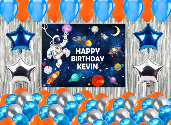 Space Birthday Party Complete Set with Personalized Backdrop