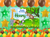 Jungle Safari Theme Birthday Party Complete Set with Personalized Backdrop