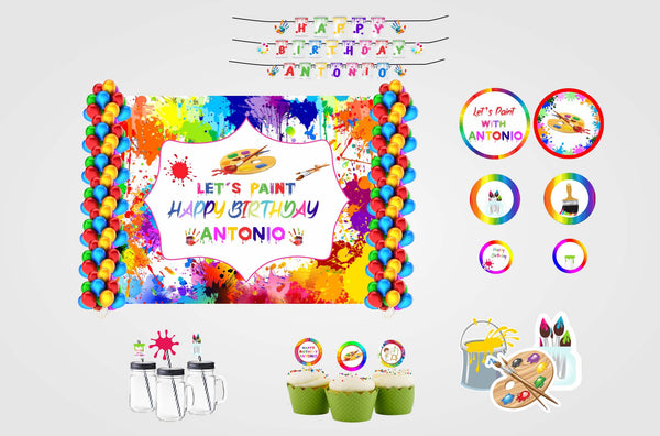 Art and Paint Birthday Complete Personalize Party Kit