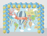 Hot Air Birthday Party Decoration Kit With Personalized Backdrop.