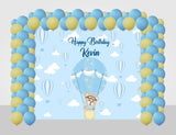 Hot Air Birthday Party Decoration Kit With Personalized Backdrop.