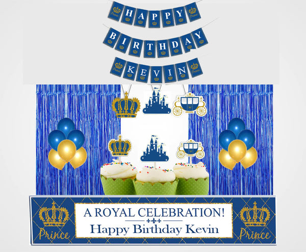 Prince Birthday Party Decoration Kit - Personalized