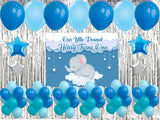 Baby Elephant Birthday Complete Party Set With Personalized Backdrop