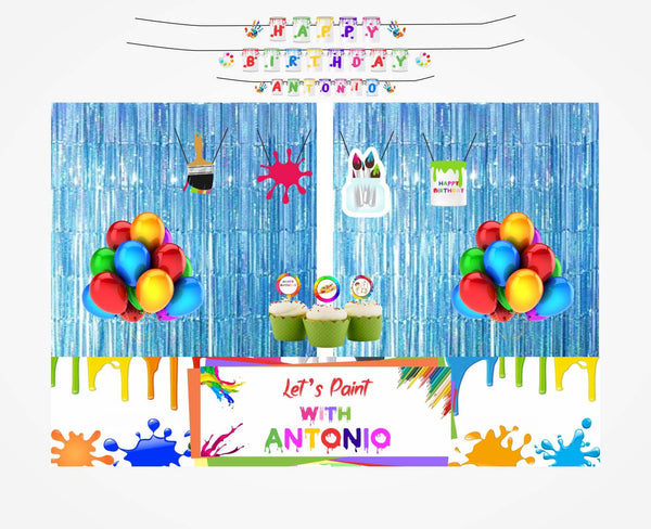 Art and Paint Birthday Party Decoration Kit - Personalized