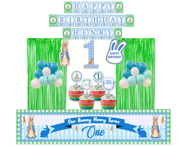 Bunny Birthday Party Decoration Kit - Personalized