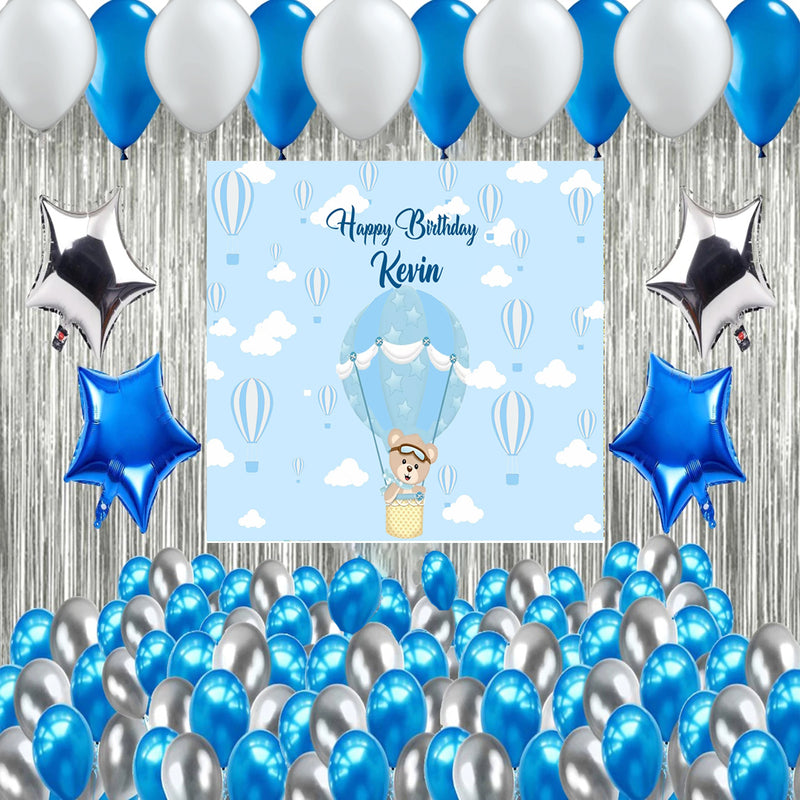 Hot Air Birthday Party Complete Set with Personalized Backdrop