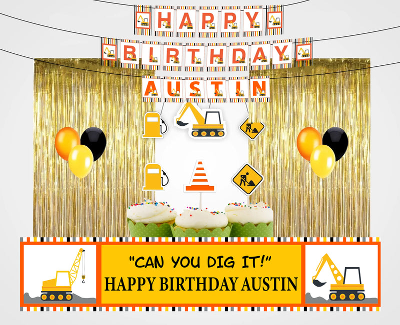 Construction Birthday Party Decoration Kit - Personalized