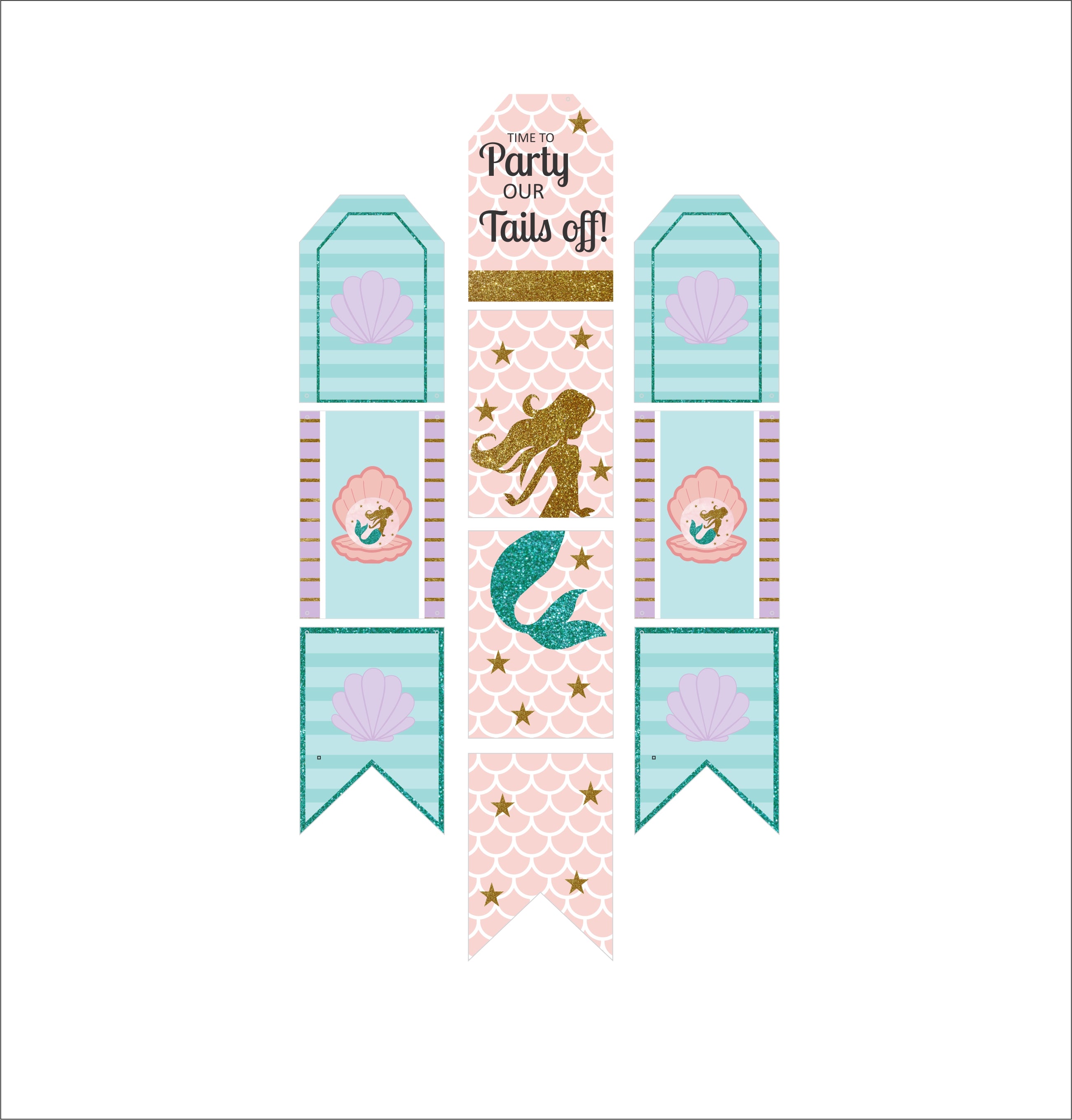 Mermaid Theme Birthday Paper Door Banner/ Wall Decoration.