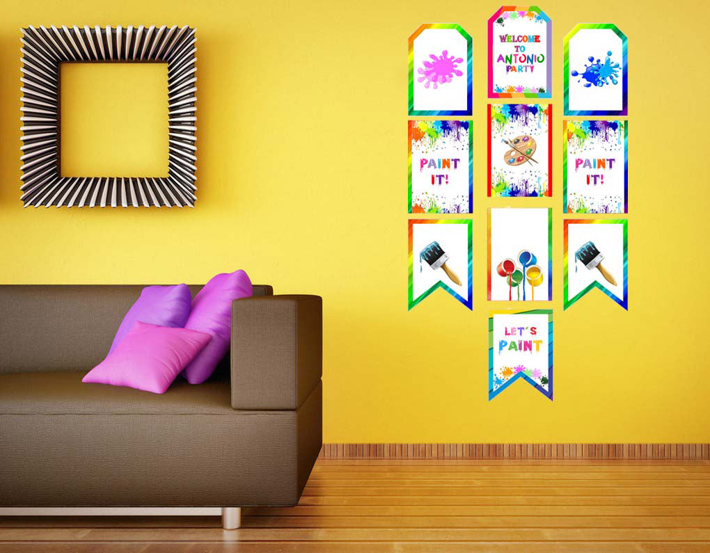 Art and Paint Theme Birthday Paper Door Banner or for Wall Decoration.