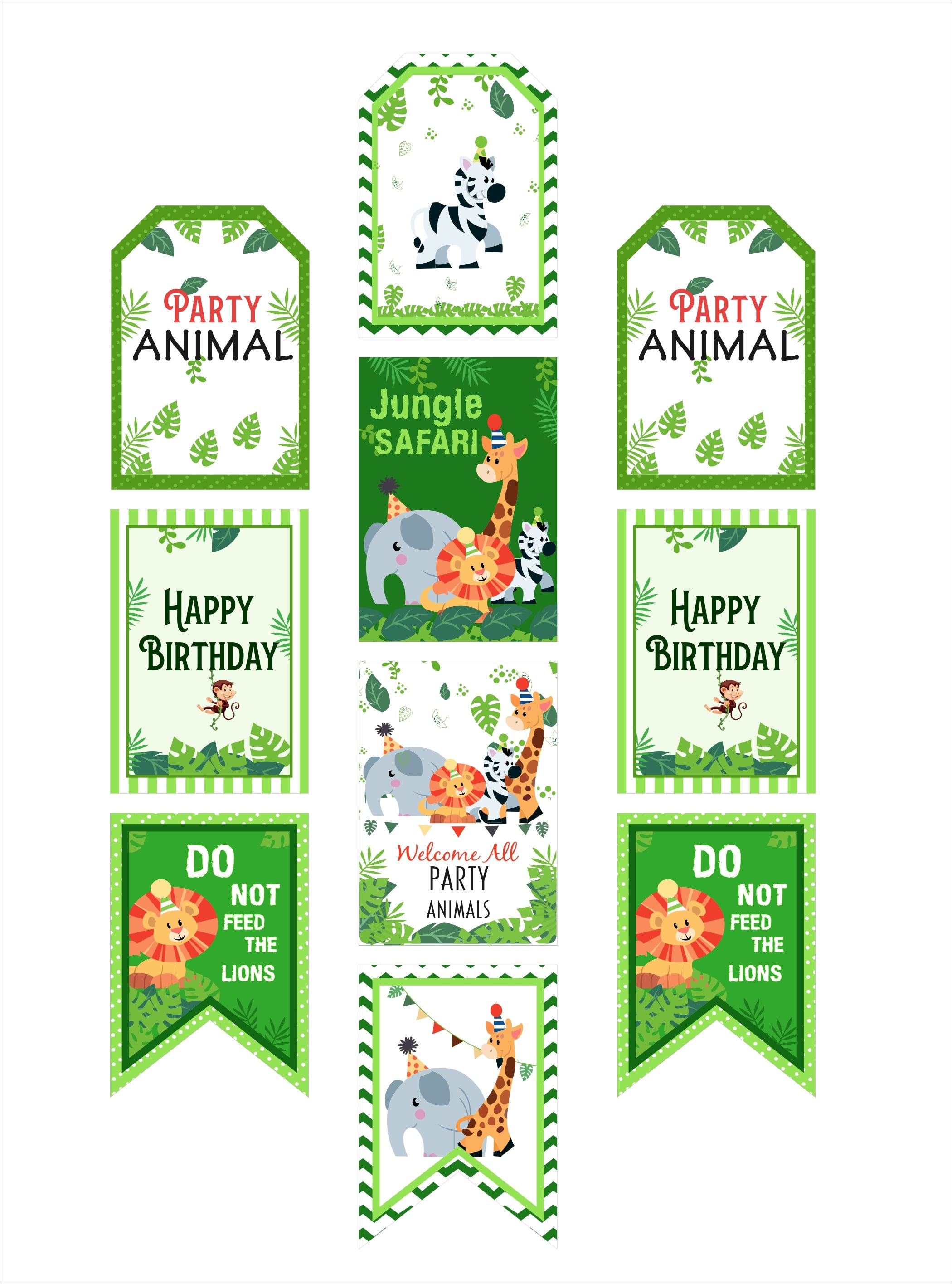 Jungle Safari Theme Birthday Paper Door Banner/ Wall Decoration.