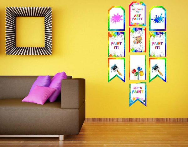 Art and Paint Theme Birthday Paper Door Banner or for Wall Decoration.