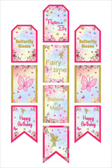 Butterflies and Fairies Theme Birthday Paper Door Banner/ Wall Decoration.