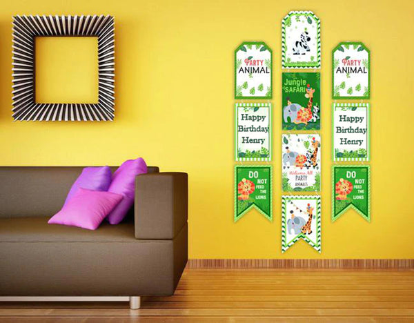 Jungle Safari Theme Birthday Paper Door Banner/ Wall Decoration.