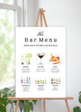 Greenery Theme Wedding Ceremony Signature Cocktails Menu Sign