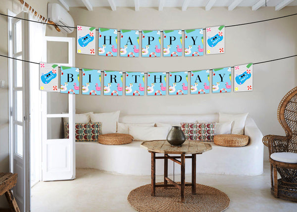 Pool Birthday Party Banner for Decoration