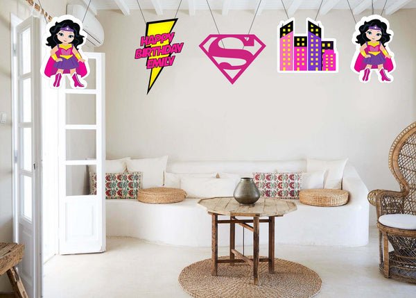 Super Girl Theme Birthday Party Theme Hanging Set for Decoration