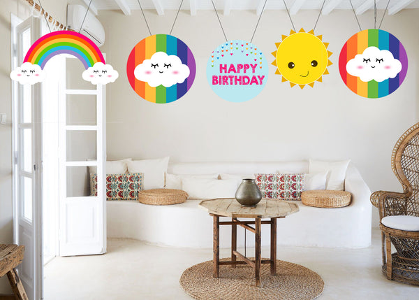 Rainbow Birthday Party Theme Hanging Set for Decoration