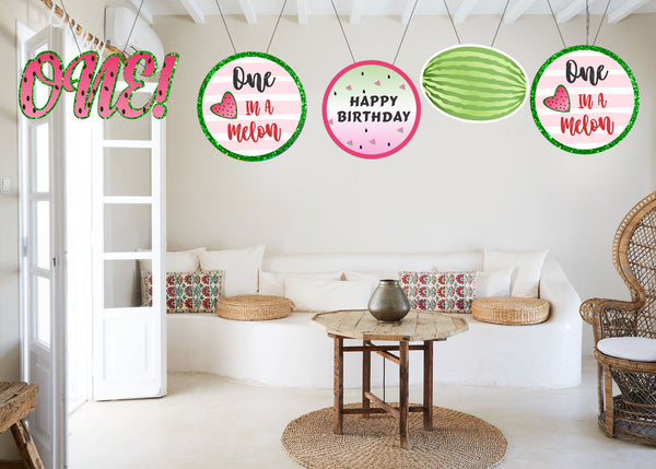 One In A Melon Theme Birthday Party Theme Hanging Set for Decoration