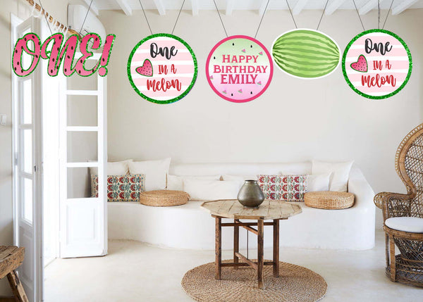 One In A Melon Theme Birthday Party Theme Hanging Set for Decoration