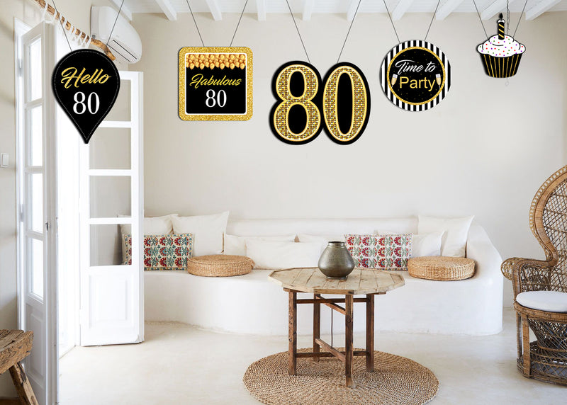 80th Birthday Party Theme Hanging Set for Decoration