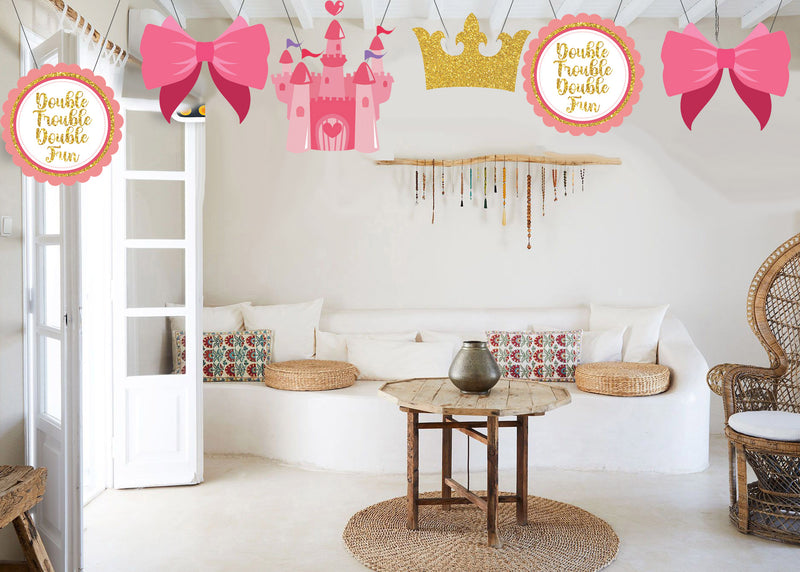 Twin Girls Theme Birthday Party Theme Hanging Set for Decoration