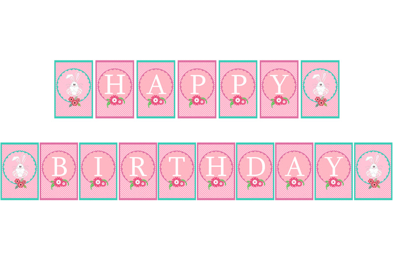 Bunny Theme Birthday Party Banner for Decoration