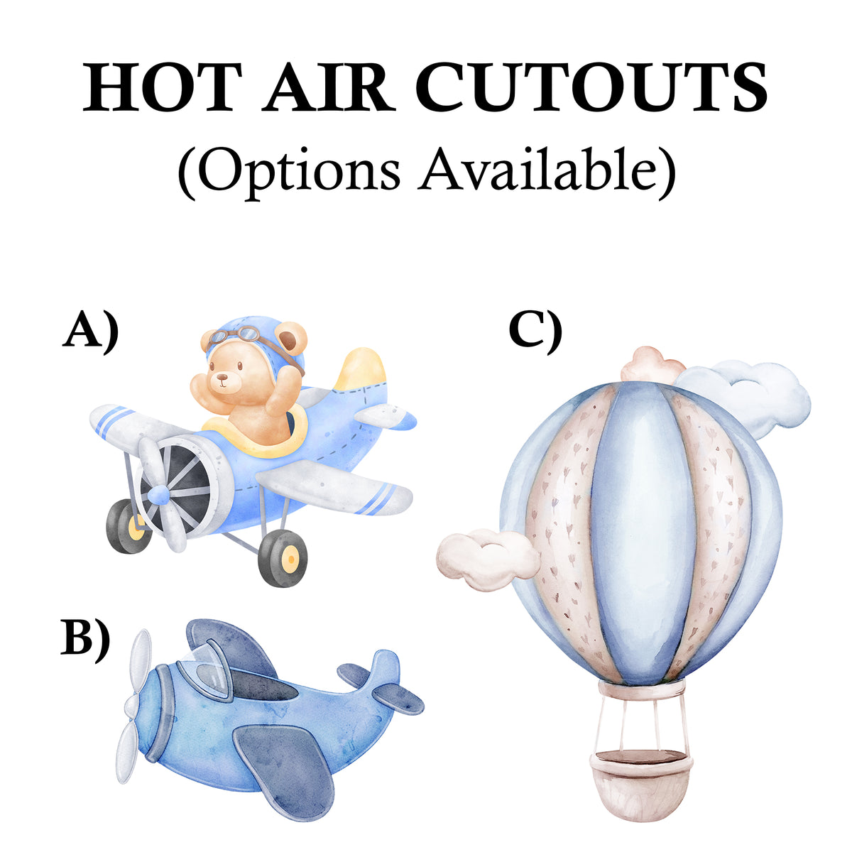 Hot Air Balloon & Airplane Birthday Theme Party Cutou