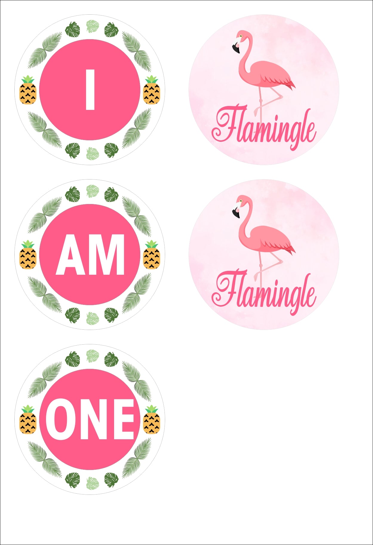 Flamingo  "I Am One" Birthday Banner for Decoration