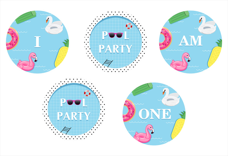 Pool Party "I Am One" Birthday Banner for Decoration