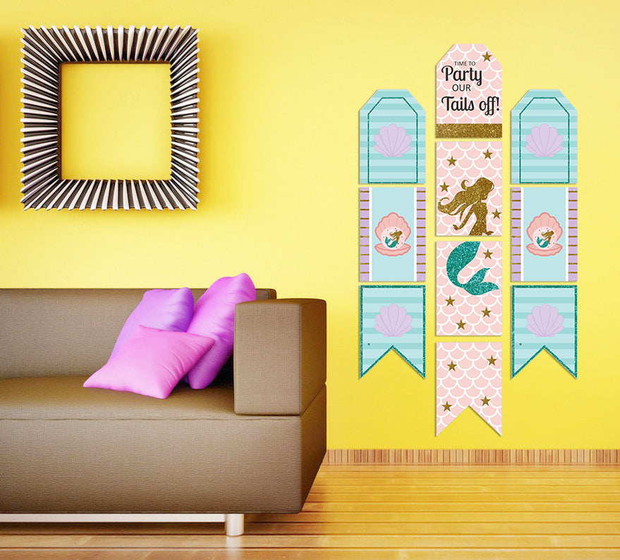 Mermaid Theme Birthday Paper Door Banner/ Wall Decoration.