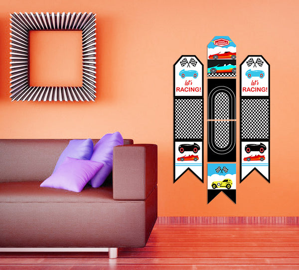 Racing Car Theme Birthday Paper Door Banner or for Wall Decoration.