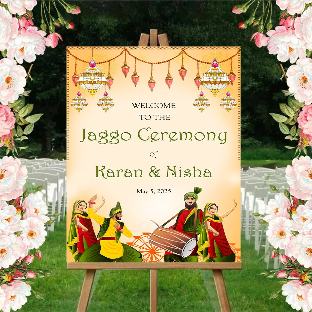Jaggo Welcome Signage for Punjabi Wedding Decoration