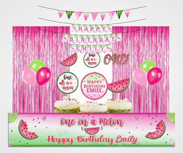 One In A Melon Birthday Party Decoration Kit - Personalized