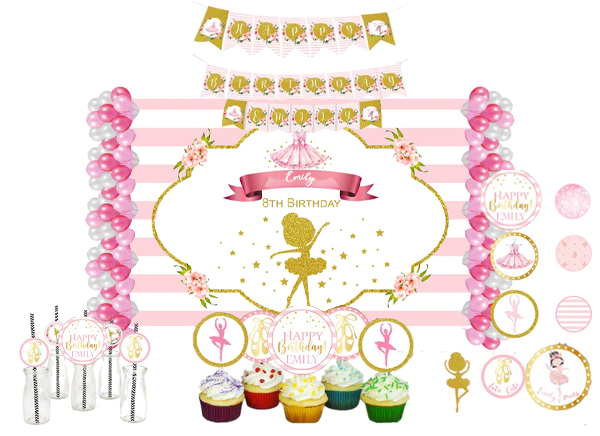 Ballerina Theme Birthday Complete Personalize Party Kit