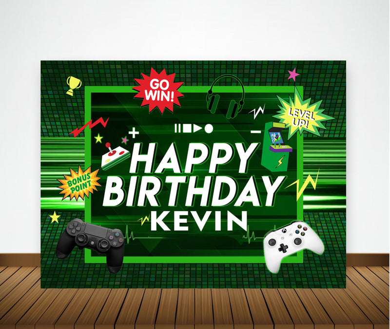 Gaming Birthday Party Personalized Backdrop.