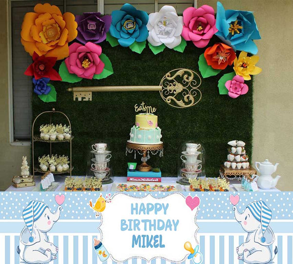 Baby Elephant Birthday Party Long Banner for Decoration