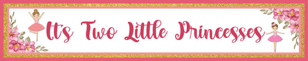 Twin Girls Birthday Party Long Banner for Decoration